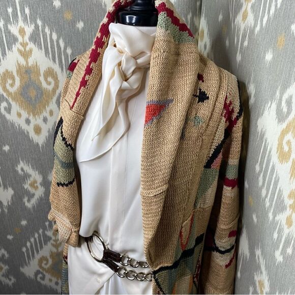 Ralph Lauren Handknit Southwestern Indian Blanket Patchwork Cardigan Sweater - Picture 12 of 16